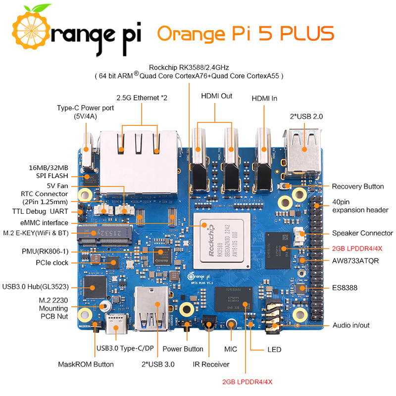 Orange Pi 5 Plus, placa de des - Orange Pi 5 Plus 16Gb avaliação e preço